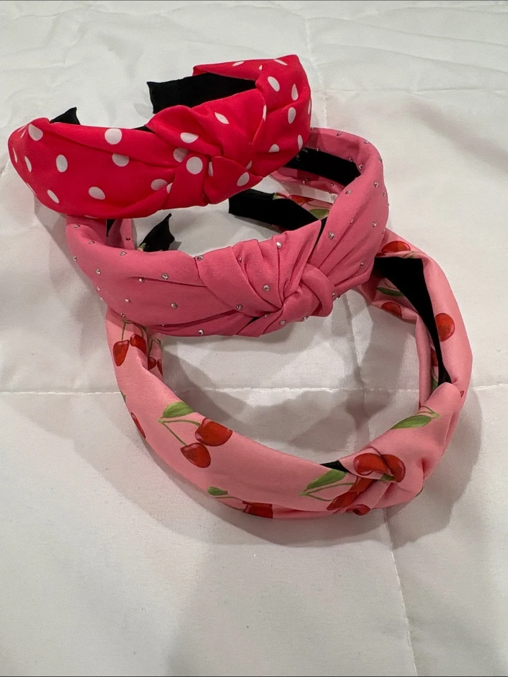 Set of 6 Knotted Fabric Headbands — Pink & Orange Mix